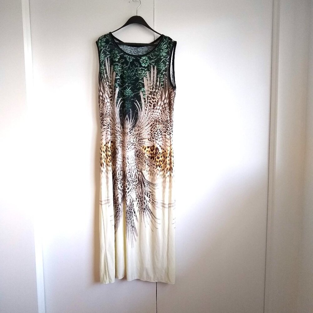 Kollontai mixed nature animal print sleeveless maxi dress NWOT